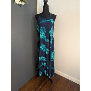 28 Palms Navy Blue Tropical Leaf Maxi‎ Dress with Open Keyhole Back - XL